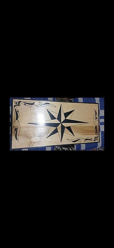 Taxta nərd–şeﬃl‑şahmat dəsti - Material: cilalanmış təbii ağac, qara — 1