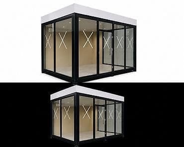 kanteynerler: Şüşəli modul ofis/kiosk konteyneri Müasir dizayna malik, metal — 3
