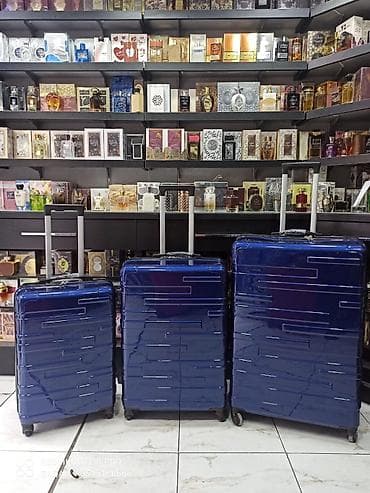 çamta: Mavi sərt korpuslu səyahət çamadan dəsti - 3 ölçü: kiçik, orta və — 1