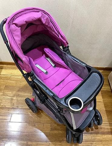 Uşaq arabası – “The First Class”, çəhrayı/boz rəng. Xüsusiyyətlər: -