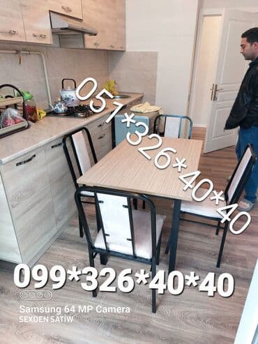 stul sekilleri: Mətbəx üçün, Yeni, Dördbucaq masa, 4 stul — 3