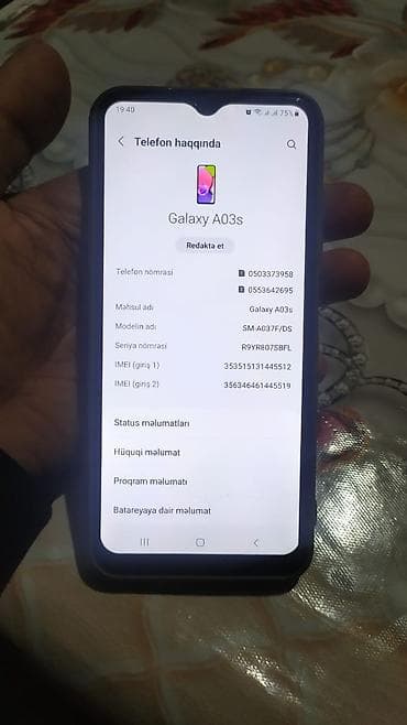 Samsung Galaxy A03s, 64 GB, rəng - Mavi, İki sim kartlı