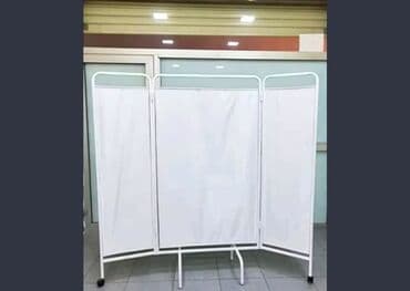 açılıb bağlanan yataq: Tibbi paravan – 3 bölməli, qatlanan model - Material: ağ metaldan — 1