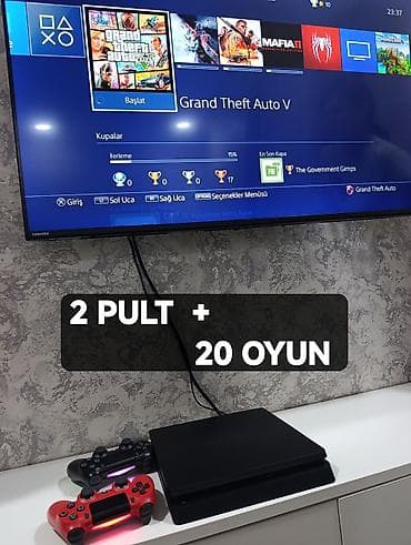 Video oyunlar və konsollar: Sony Playstation 4 slim 500gb plombu üzərində, ideal vəziyətdə 2 pult — 1