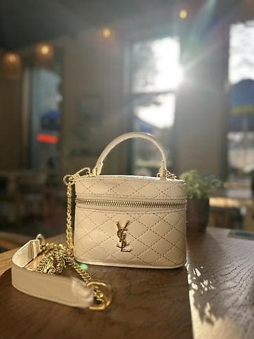Çantalar: YSL mini çanta – krem rəngli, kvadratvari forma, quilted (romb — 1