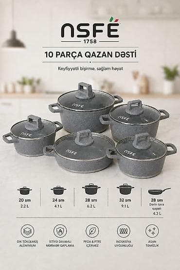 Qazan, rəng - Qara, Alüminium