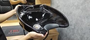 əl üz yuyan çanaq: Bərbərxana üçün saç yuma lavabosu - Rəng: parlaq qara - Material — 1