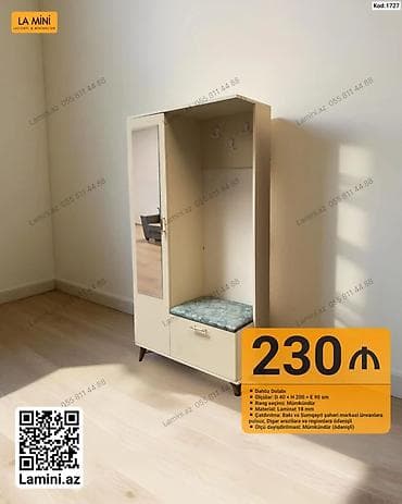 Dəhliz dolabı – çoxfunksiyalı giriş mebeli - Ölçülər: D 40 x H 200 x