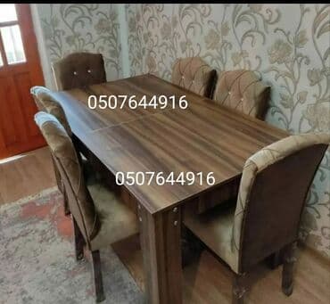 ders masaları: Qonaq otağı üçün, Yeni, Açılmayan, Dördbucaq masa, 6 stul — 2