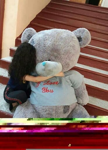 teddi ayı dinləmə: 2metrlik teddy🧸Böyük boz rəngli oyuncaq ayı, uşaqlar və böyüklər üçün — 3