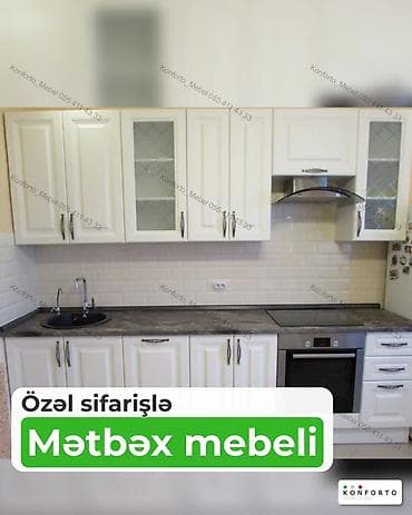 Özəl sifarişlə mətbəx mebeli - Klassik üslubda ağ fasadlar: frezəli — 1