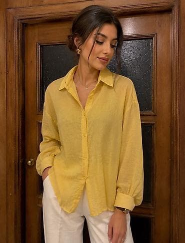 Qadın üçün oversize kəsimli düyməli köynək - Material: nazik