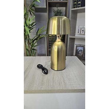 ekran ucun sekiller: Metallik qızılı rəngdə stolüstü lampa - Material: fırçalanmış metal — 3