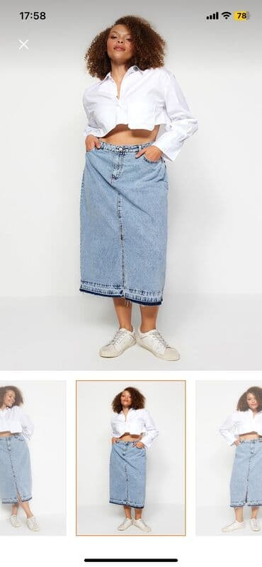 qirmizi yubka modelleri: Trendyol Curve markası. Yenidir, heç geyinilməyib — 5