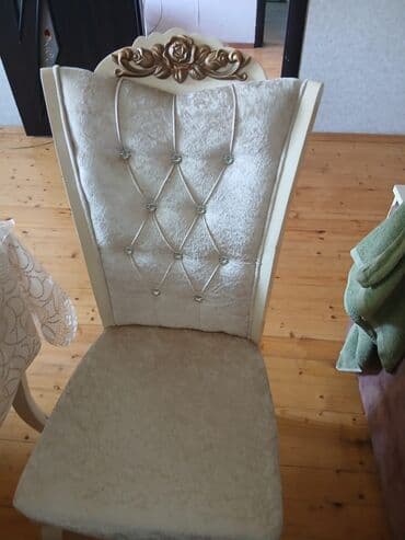 деревянные кресла качалки: Mətbəx üçün, İşlənmiş, Qatlanmayan, rəng - Bej Stul — 3