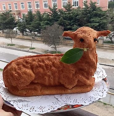 Qoyun fiqurlu biskvit tort ev şirniyyatları - Qoyun formasında