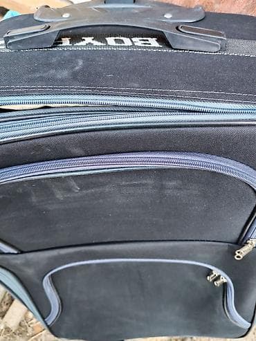 Böyük ölçülü tekstil çamadan - Rəng: qara, boz zolaqlı detallar -