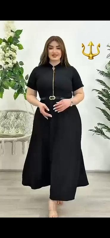 xonca bezemek: Qara maxi paltar – zərif gündəlik və ya ofis üslubu - Rəng: klassik — 1