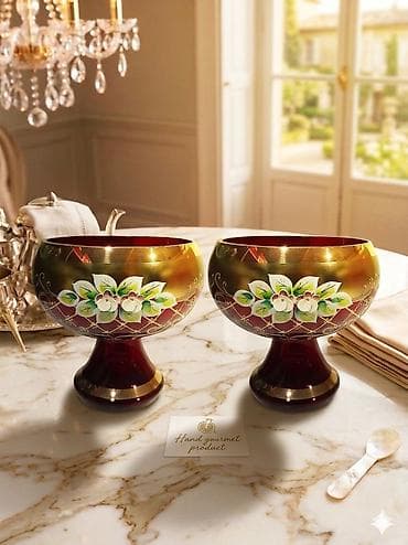 Zərif dekorativ qab dəsti – 2 ədəd - Material: qalın şüşə - Üst