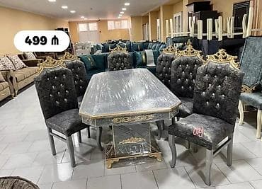 kravat tek neferlik: Qonaq otağı üçün, Yeni, Açılmayan, Dördbucaq masa, 6 stul — 1