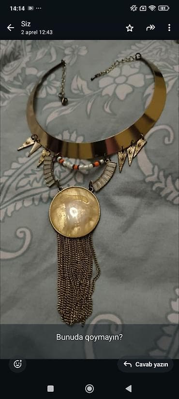 Бижутерия: Boho tərzli bəzəkli boyunbağı - Material: metal əsas (qızılı ton) — 1