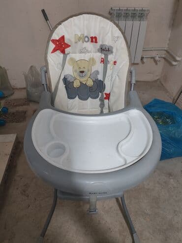 uşaq ucun yemek stolu: Uşaq üçün yemək stulu – Baby Home - Rəng: boz/ağ - Yumşaq arxa hissə — 3