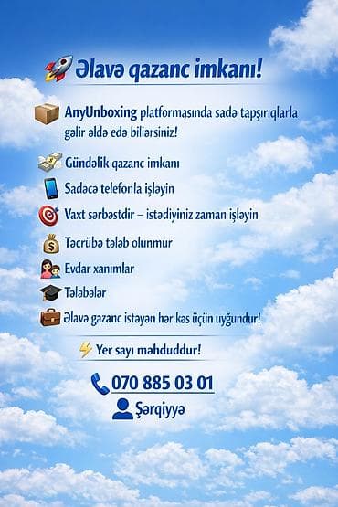 Bakida ofisde var AnyUnboxing platformasında sadə tapşırıqlar yerinə