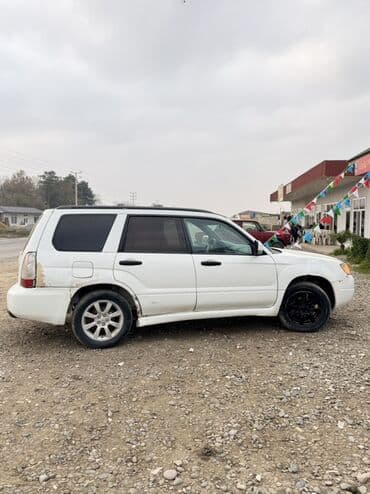qoşqusu olan avtomobil: Subaru Forester, ağ rəng, 5 qapılı krossover. Texniki xüsusiyyətlər — 5
