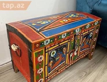 Фигуры: Rəngli naxışlı dəmir sandıq - Material: qalın metal/ dəmir gövdə — 1