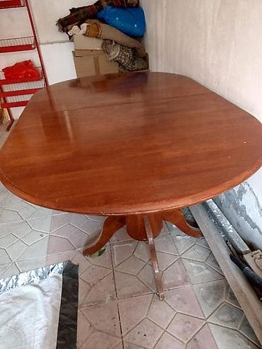 taxta stular: Qonaq masası, İşlənmiş, Açılan, Taxta, Oval masa — 1