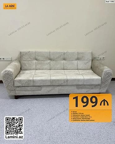 Divan – La Mini - Ölçü: 210 sm - Mexanizm: açılan, bazalı (alt hissə