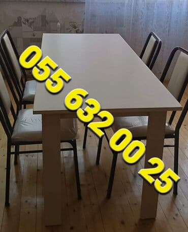 endirimde olan mebeller: Yeni, Dördbucaq masa, 4 stul, Açılan, Stullar ilə, Metal — 24