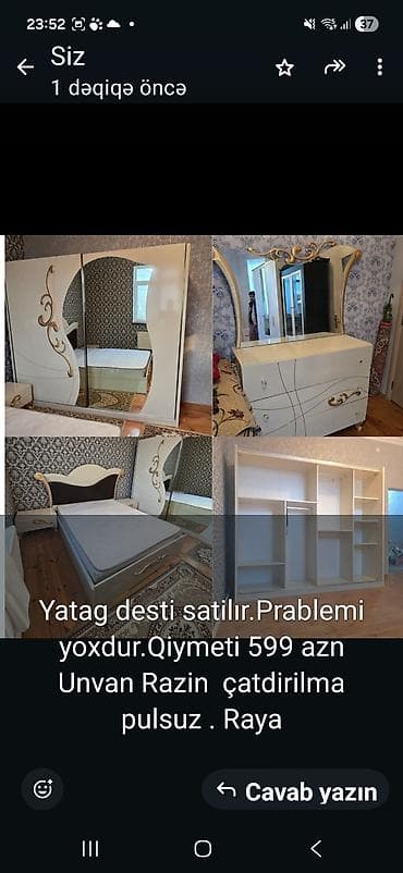 salon mebli: Yataq dəsti Tərkibi: - Geniş şkaf: sürgülü qapılar, çoxsaylı rəflər — 1