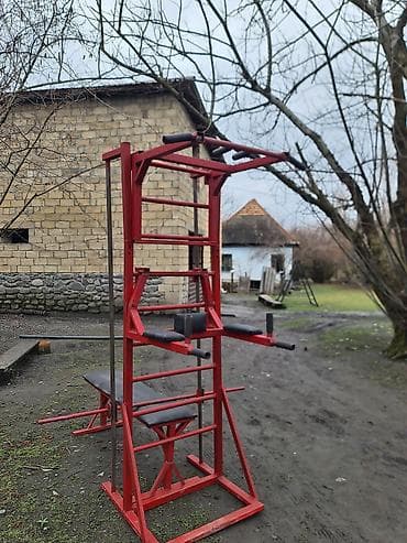 Digər idman və istirahət malları: Çoxfunksiyalı ev trenajoru – metal konstruksiya, qırmızı rəng — 2