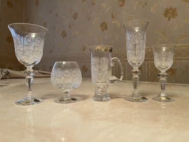 yuxuda qab qaşıq yumaq: Kristal süfrə dəsti - Zərif naxışlı, kəsim ornamentli iri kristal — 3