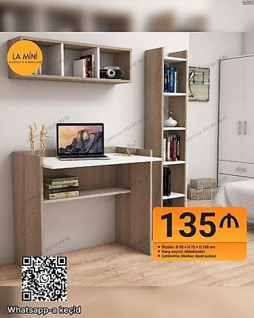 pol lak: LA Mini – iş masası və rəf dəsti - Ölçülər: Dərinlik 50 sm, Hündürlük — 1