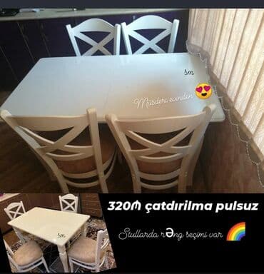 metbex ustolu: *Bir gün ərzində çatdırılma olunan* ✔️Kuxna üçün stol stul dəsti✨✨ — 3