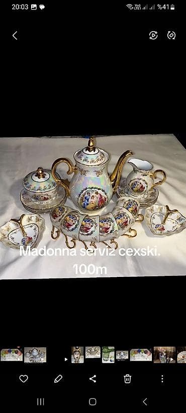 bicaq sekilleri: Çay dəsti, rəng - Ağ, Farfor, Madonna, 6 nəfərlik, Çexiya — 1