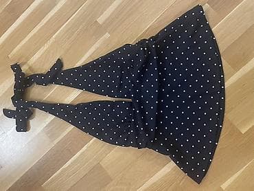 topdan geyim: Polka dot yay halter top/ kofta Tünd göy rəngli, ağ xallı qadın — 1