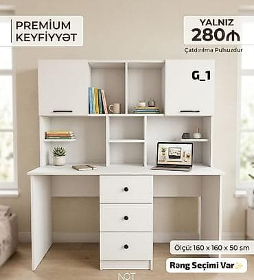 qelem: Premium keyfiyyətli iş/stolüstü kitab rəfli masa – model G_1 - Ölçü — 1
