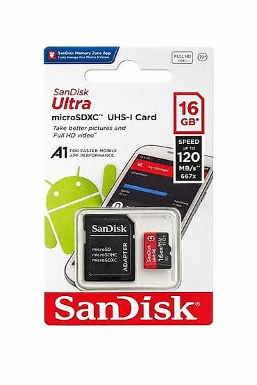 canon eos 1200d: SanDisk Ultra microSD/SDHC/SDXC UHS‑I yaddaş kartları 16GB-17azn — 1