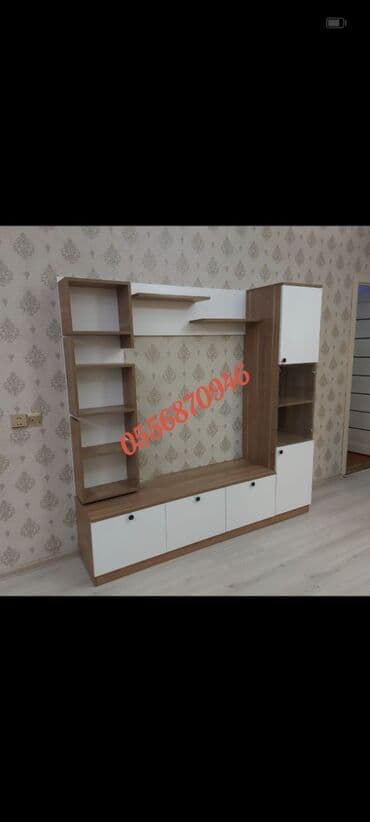 tibbi rəf: Mebel dəsti – TV stendi və divar rəfləri - Müasir tərzdə TV altlığı — 1