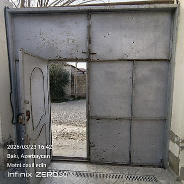 qapi satisi: İşlənmiş Dəmir Həyət darvazası, Yana açılan, 3 m, Mexaniki, Qapı ilə, rəng - Boz, Kredit yoxdur, Ünvandan götürmə — 7