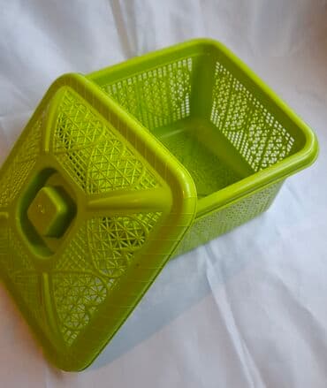 Qapaqlı plastik səbət - Rənglər: qırmızı və yaşıl - Material: möhkəm — 4