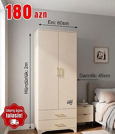 paltar dolab: İkiqapılı paltar şkafı - Qiymət: 180 AZN (şəkildə göstərilib) - — 1
