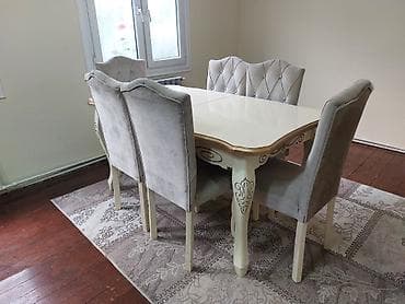 emba home mebel: Qonaq otağı üçün, İşlənmiş, Açılan, Dördbucaq masa, 6 stul — 1