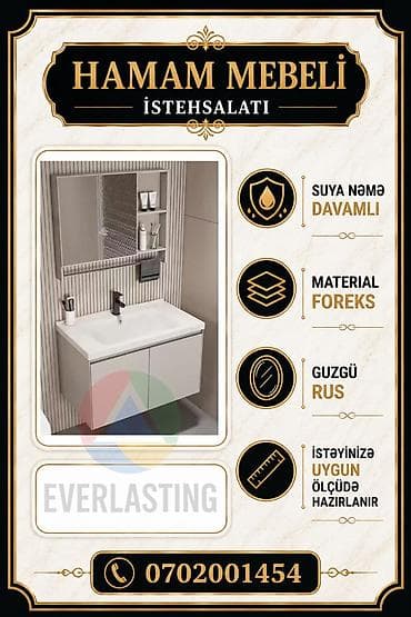 Hamam dolabları: Hamam mebeli istehsalı – EVERLASTING - Suya və nəmişliyə davamlı — 2