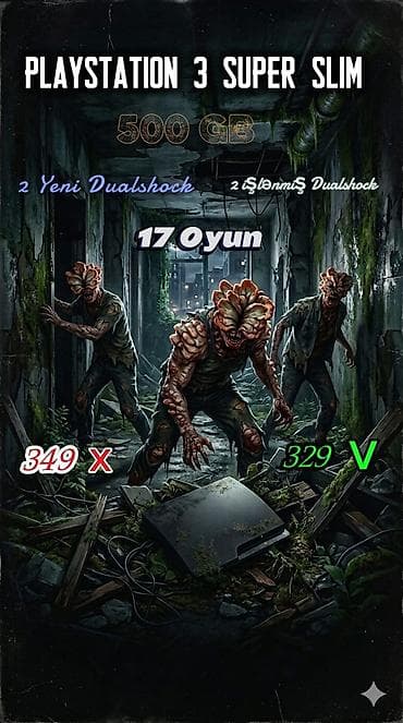 plasteşin 3: Konsol : PS3 Super Slim 500GB HEN + 4 Pult + 17 Oyun | İdeal Vəziyyət — 1