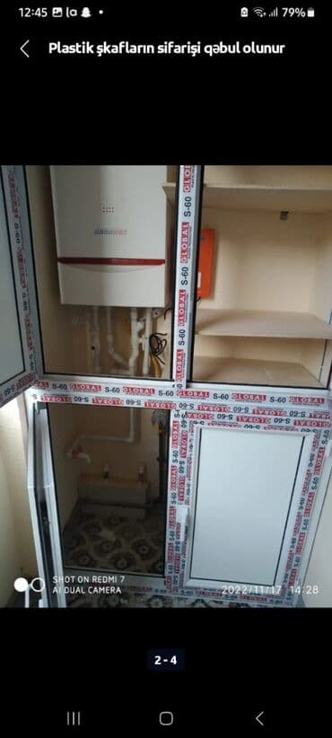 asma tavan qiymətləri: Balkon üçün plastik şkafların yığılması və quraşdırılması Ağ rəngdə 90 — 1