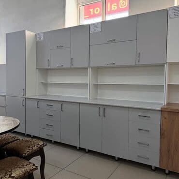 metbex mebelleri sekilleri ve qiymetleri: Mətbəx mebeli dəsti – minimalizm üslubunda, açıq boz rəngli fasadlar — 1